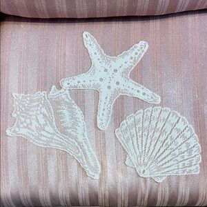 Elegant Cream Lace Window Accents Starfish and Shell Decor Set 3 piece